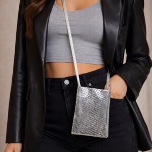 Sasha Metallic Mesh Silver Chainmail Y2K Crossbody Mini Bag NWT